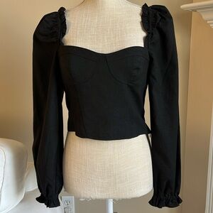 NWT & Other Stories Black  Linen Bustier Corset Top Size 4